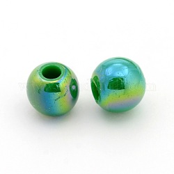 UV Plating Acrylic Round Beads, Sea Green, 10mm, Hole: 2mm, about 1041pcs/500g