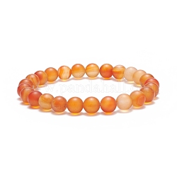 Bracelet extensible en perles rondes en cornaline naturelle, bijoux en pierres précieuses pour femmes, diamètre intérieur: 2-3/8 pouce (6.1 cm), perles: 8 mm