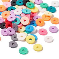 Umweltfreundliche handgemachte Fimo-Perlen, für DIY Schmuck Bastelbedarf, Disc / Flachrund, heishi Perlen, Mischfarbe, 8x1 mm, Bohrung: 1.5 mm, ca. 10000 Stk. / Beutel