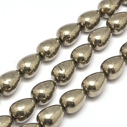 Teardrop Natural Pyrite Beads Strands, 20x15mm, Hole: 2mm, about 19pcs/strand, 15.7 inch