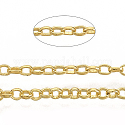 Soldered Brass Coated Iron Rolo Chains, Belcher Chain, with Spool, Golden, 2x0.5mm, about 328.08 Feet(100m)/roll