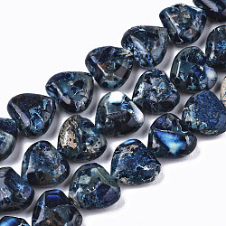 Fili di perle di diaspro imperiale naturale, cuore, tinto, Blue Steel, 9~10x10x5mm, Foro: 1.2 mm, circa 44~45pcs/filo, 15.55~15.94 pollice (39.5~40.5 cm)