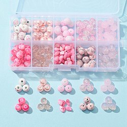 Kit de búsqueda de joyería de cuentas de diy, rosa, 200mm, agujero: 10 mm, 4~9x4~9x1~9 piezas / style