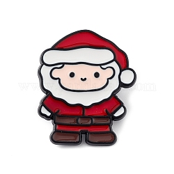 Spilla smaltata a tema natalizio, spilla in lega nera elettroforesi per abbigliamento zaino, Babbo Natale, 28.3x24x1.5mm