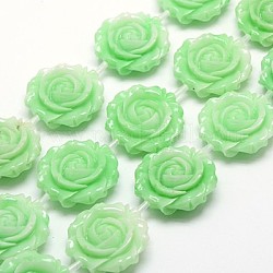 Synthetic Coral Beads Strands, Dyed, Rose, Light Green, 25x9mm, Hole: 1mm, about 14pcs/strand, 15.75inch