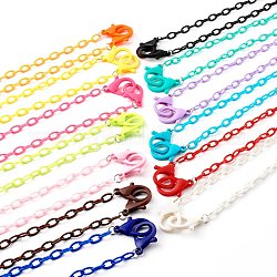 13 pièces 13 couleurs colliers de chaîne de câble en plastique abs personnalisés, chaînes de sac à main, avec fermoir pince de homard, couleur mixte, 18.7 pouce (47.5 cm), 1 pc / couleur