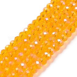 Chapelets de perles en verre électroplaqué, demi arc-en-ciel plaqué, facette, rondelle, or, 8x6mm, Trou: 1mm, Environ 65~68 pcs/chapelet, 15.7~16.1 pouce (40~41 cm)