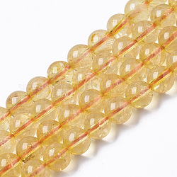 Chapelets de perles de citrine naturelle, ronde, teints et chauffée, 6mm, Trou: 0.9mm, Environ 62 pcs/chapelet, 15.35 pouce (39 cm)