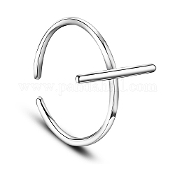 SHEGRACE Simple Fashion Rhodium Plated 925 Sterling Silver Cuff Rings, Open Rings, with Vertical Stick, Platinum, 18mm