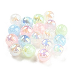 Opaque Acrylic Beads, Round, Mixed Color, 10mm, Hole: 1.4mm