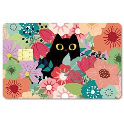 Rechteckige wasserdichte Kartenaufkleber aus PVC-Kunststoff, Selbstklebende Kartenhaut für Scheckkartendekor, Katzenform, 186.3x137.3 mm