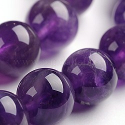 Round Natural Amethyst Gemstone Bead Strands, 10mm, hole: 1mm, about 38pcs/strand, 14.9 inch