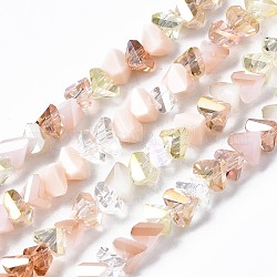 Chapelets de perles en verre électroplaqué, triangle, blanc antique, 3.5x6x4.5mm, Trou: 1mm, Environ 100 pcs/chapelet, 13.39 pouce ~ 14.56 pouces (34~37 cm)