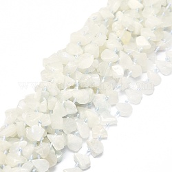 Raw Rough Natural Rainbow Moonstone Beads Strands, Waterdrop-Shaped Nuggets, 10~21x8~13x2.5~6mm, Hole: 1mm, about 34~38pcs/strand, 15.75''(40cm)