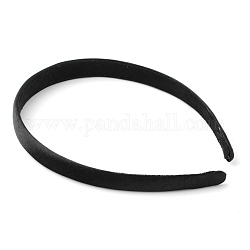 Plastic Hair Bands, with Cloth Covered, Black, 15.5mm, Inner Diameter: 115mm