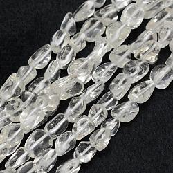 Natürlichem Quarz-Kristall-Perlen Stränge, Bergkristallperlen, getrommelt Stein, Nuggets, 6~8x4~6 mm, Bohrung: 1 mm, 15.3 Zoll (39 cm)