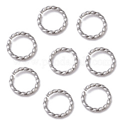 304 anelli di salto in acciaio inox, anelli di salto aperti, ritorto, colore acciaio inossidabile, 16 gauge, 10x1.3mm, diametro interno: 8mm