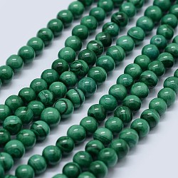 Chapelets de perles en malachite naturelle, grade AB, ronde, 10mm, Trou: 0.8mm, Environ 40 pcs/chapelet, 15.5 pouce (39.5 cm)