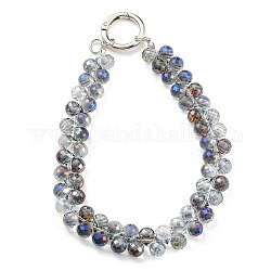 Sangles mobiles en perles de verre, chaîne multifonctionnelle, avec anneau de porte à ressort en fer, gainsboro, 302~306x14.5mm