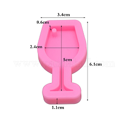 Кулон в форме бокала для вина силиконовые Молды, для изготовления брелка, Молды для литья смолы, для уф-смолы, изготовление ювелирных изделий из эпоксидной смолы, ярко-розовый, 61x34x11 мм, внутренний диаметр: 24x50 мм