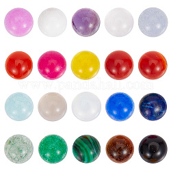 HOBBIESAY 40Pcs 20 Styles Mixed Gemstone Cabochons, Half Round/Dome, Mixed Dyed and Undyed, 6x3~4mm, 2pcs/style