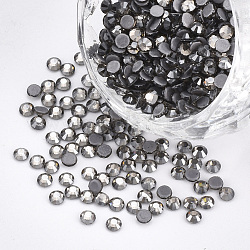Strass hotfix, Cabochons de strass à dos plat en verre, demi-rond, diamant noir, ss8, 2.3~2.4x1 mm, environ 1440 PCs / sac