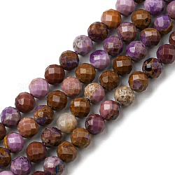 Fili di perle di pietra mica naturale di lepidolite / viola, sfaccettato, tondo, grado ab, 4.1~4.4mm, Foro: 0.7 mm, circa 88pcs/filo, 14.84~15.24 pollice (37.7~38.7 cm)