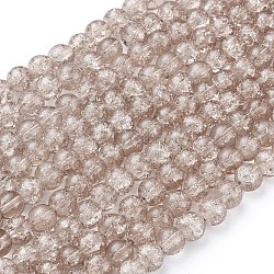 8MM BurlyWood Round Crackle Glass Beads Strands for Jewelry Making, 8mm, Hole: 1.3~1.6mm, 31.4 inch