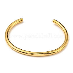 Ion Plating(IP) 304 Stainless Steel Simple Thin Cuff Bangles, Real 18K Gold Plated, Inner Diameter: 1-7/8x2-1/4 inch(4.8x5.7cm)
