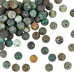 Olycraft givré naturel africain turquoise (jaspe) perles rondes brins, 6mm, Trou: 1mm, Environ 63 pcs/chapelet, 15.5 pouce, 126 pcs