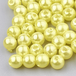 Abs Kunststoffperlen, Nachahmung Perlen, Runde, Gelb, 8x7.5 mm, Bohrung: 1.5 mm