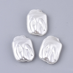 ABS-Kunststoff-Nachahmung Perlen, Rechteck, creme-weiß, 25x18x6.5 mm, Bohrung: 1.4 mm, ca. 300 Stk. / 500 g