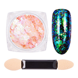 Arte de uñas polvo brillo, cielo estrellado / efecto espejo, decoración brillante de uñas, con un cepillo, salmón claro, 30x30x17 mm, aproximamente 0.3 g / caja
