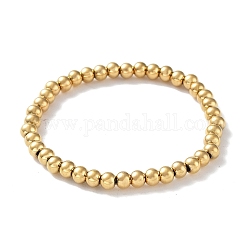 316 bracciale elasticizzato con perline rotonde in acciaio inossidabile chirurgico, oro, diametro interno: 2 pollice (5.05 cm), larghezza: 5 mm