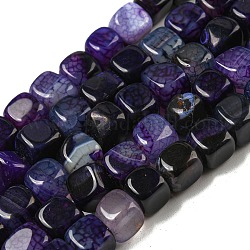 Natürliche Achat Perlen Stränge, gefärbt und erhitzt, Würfel, blau violett, 5~8x4~8x4~6 mm, Bohrung: 1.2 mm, ca. 50 Stk. / Strang, 14.76 Zoll (37.5 cm)