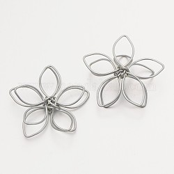 Iron Flower Wire Wrapped Pendants, Platinum, 30x30x6mm