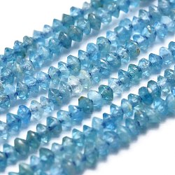 Natürliche Apatit Perlen Stränge, facettiert, Doppelkegel, Deep-Sky-blau, 2x1 mm, Bohrung: 0.5 mm, ca. 390 Stk. / Strang, 15.35 Zoll (39 cm)