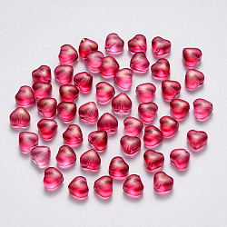 Perle di vetro verniciate a spruzzo trasparente, con polvere di scintillio, cuore, rosso ciliegia, 6x6x4mm, Foro: 0.7 mm