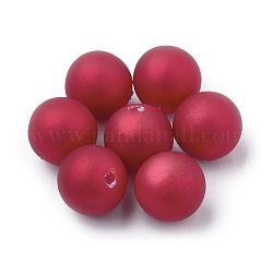 Perles d'imitation en plastique écologique, de Style caoutchouté, haut lustre, Grade a, la moitié foré, ronde, rouge, 10mm, demi-trou: 1.6 mm