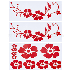 Gorgecraft 3Pcs 2 Styles PET Cartoon Self Adhesive Car Stickers, Waterproof Floral Car Decorative Decals for Car Decoration, Red, 295~300x115~154x0.2mm