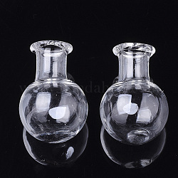 Handmade Blown Glass Globe Cover, For Bottle Pendant Making, Clear, 26x18mm, Half Hole: 6mm, Bottle Capacity: 2.5ml(0.08 fl. oz)