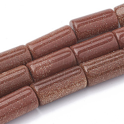 Granos de Goldstone sintético hebras, columna, 15~17x8mm, agujero: 1.2 mm, aproximamente 24 pcs / cadena, 15.55 pulgada