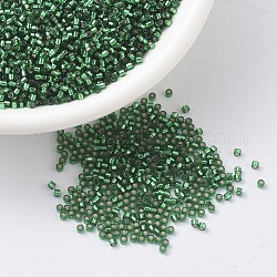 Miyuki Delica Perlen, Zylinderförmig, japanische Saatperlen, 11/0, (db0605) gefärbter, mit Silber ausgekleideter Smaragd, 1.3x1.6 mm, Bohrung: 0.8 mm, ca. 2000 Stk. / 10 g