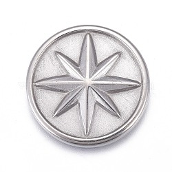 304ステンレススチール製カボション  18x2.5つの尖った星とフラットラウンド  ステンレス鋼色  [1]mm