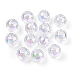 Perles en acrylique transparente, couleurs ab, ronde, clair ab, 6mm, Trou: 1.8mm, environ 4800 pcs/500 g