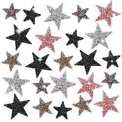 PandaHall Elite 24Pcs 6 Style Star Hotfix Rhinestones, Resin Rhinestones, Costume Accessories, for Clothes, Bag Pants, Shoes, Cellphone Case, Mixed Color, 37~60x40~60x2.5mm, 4pcs/style