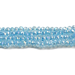 Hebras de cuentas de vidrio pintadas para hornear transparentes, color de ab, facetados, redondo, luz azul cielo, 2.5x2mm, agujero: 0.7 mm, aproximamente 148~152 pcs / cadena, 12.05~12.36 pulgada (30.6~31.4 cm)