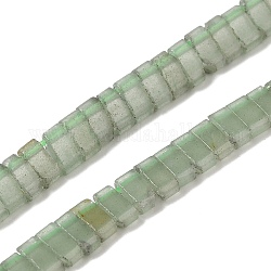 Verde naturale perline avventurina fili, 2-foro, rettangolo, 2.5~3x5x2.5mm, Foro: 0.8 mm, circa 138~140pcs/filo, 15.28''~15.31'' (38.8~38.9 cm)