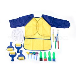 Malwerkzeugsets für Kinder, Schwammpinsel, Aquarell-Ölfarben-Palette und Schürzen, zufällige einzelne Farbe oder zufällige Mischfarbe, 18 Stück / Set