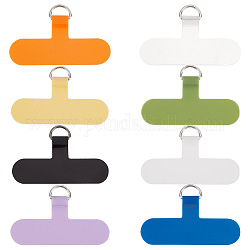 Gorgecraft 8Pcs 8 Colors TPU Mobile Phone Lanyard Patch, Phone Strap Connector Replacement Part Tether Tab for Cell Phone Safety, Mixed Color, 3.7x6x0.25cm, Inner Diameter: 0.6x1.05cm, 1pc/color